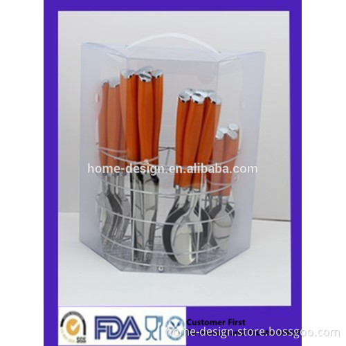 Hot-sale 16pcs 24pcs stainless steel 18/0 cutlery set flatware set with plastic handle